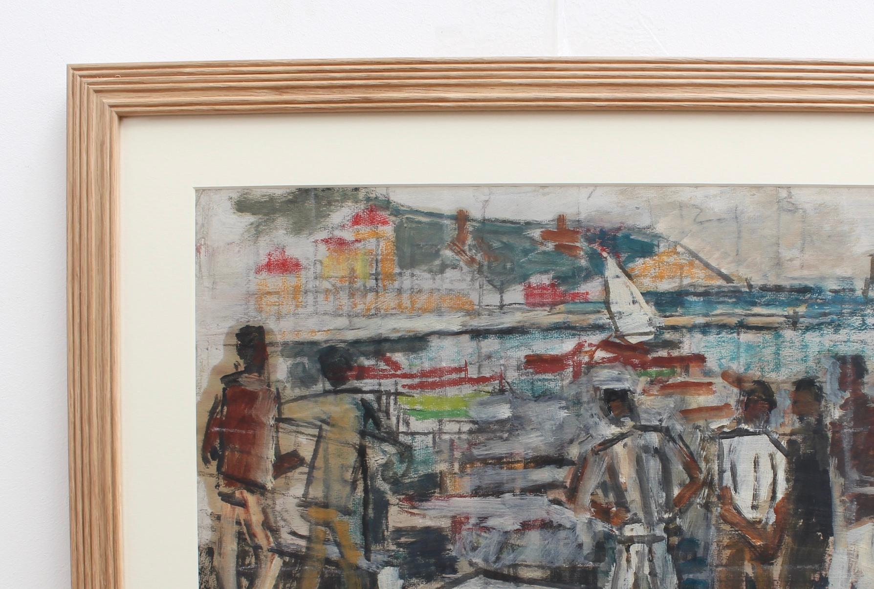 'Sailors in the Port of Nice', mixed media - gouache, pastel and oil on paper, by Alfred Salvignol (circa 1950s). The Port of Nice is one of the key hubs of Nice and, in fact, of the entire French Riviera, standing out as one of the main harbours