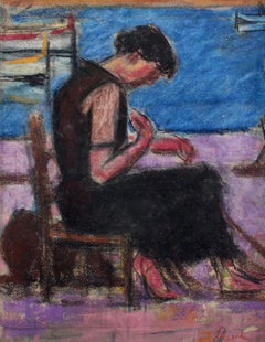 Woman Mending a Fishing Net