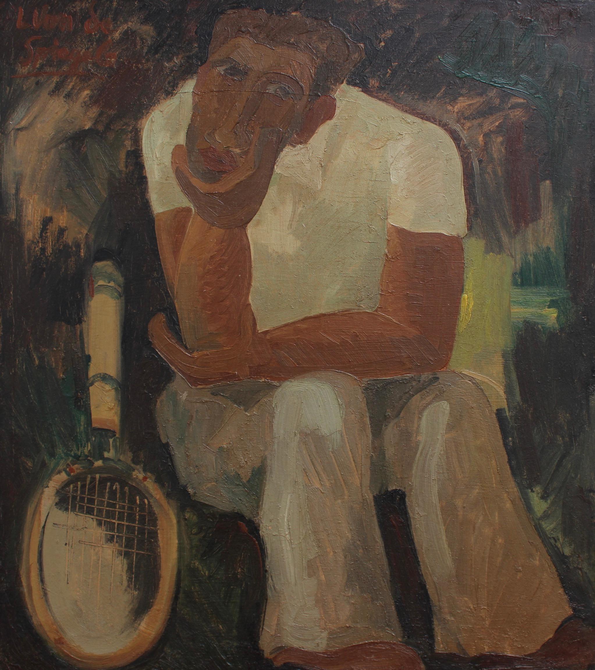 Louis Van de Spiegele Figurative Painting - The Tennis Player