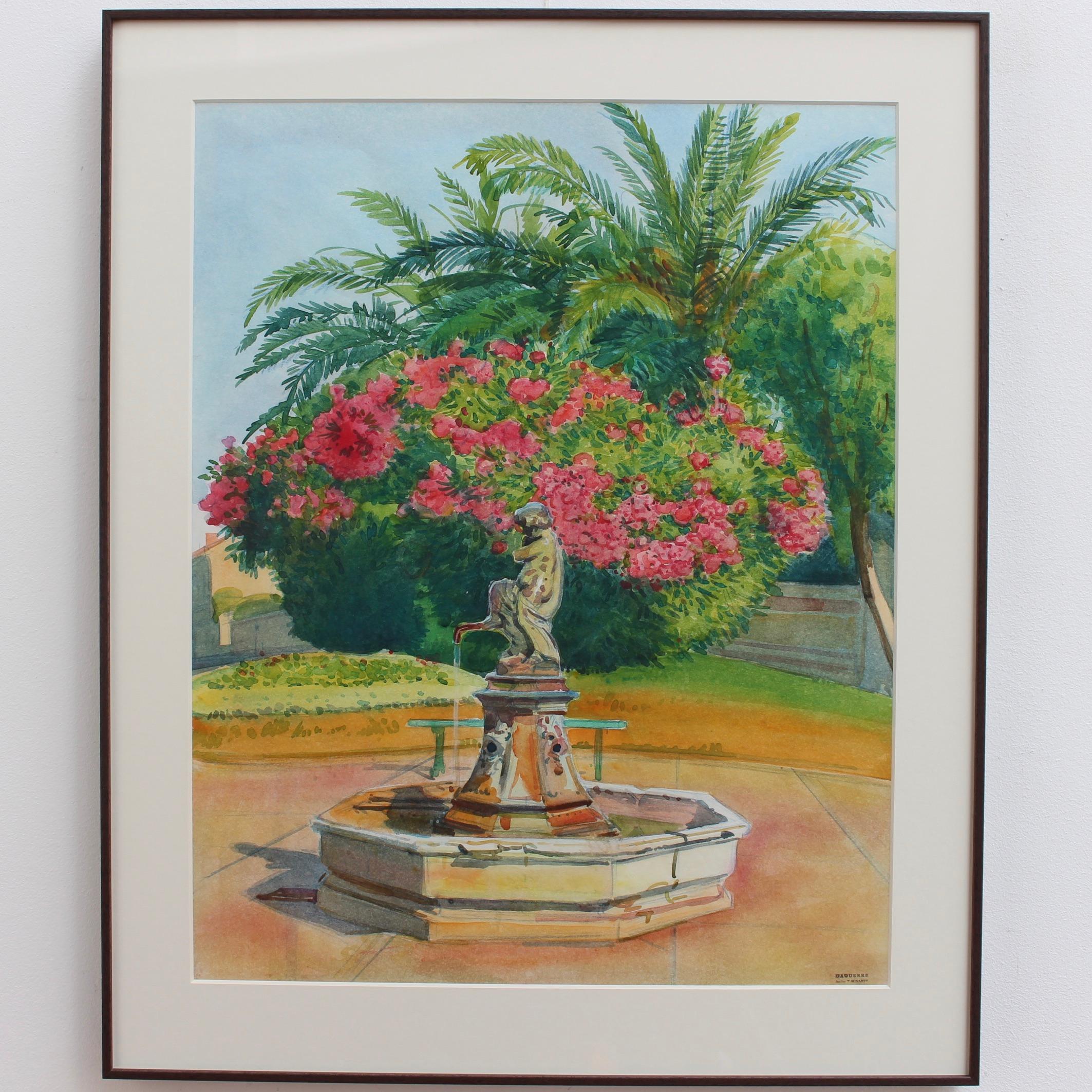 Pink Laurels in the Park - Côtes d'Azur - Post-Impressionist Art by Tony Minartz