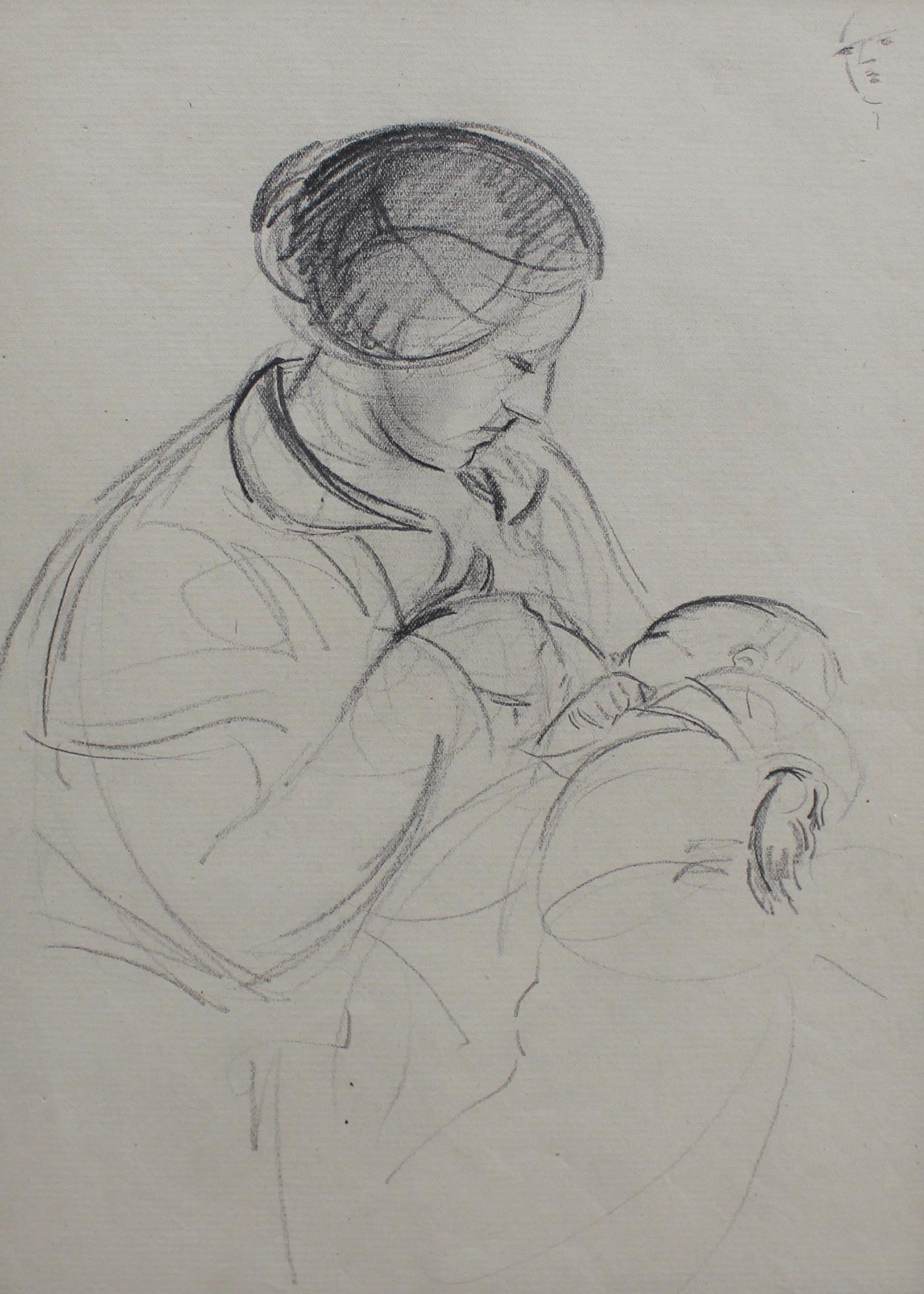 Guillaume Dulac Figurative Art - Mother Nursing Her Baby