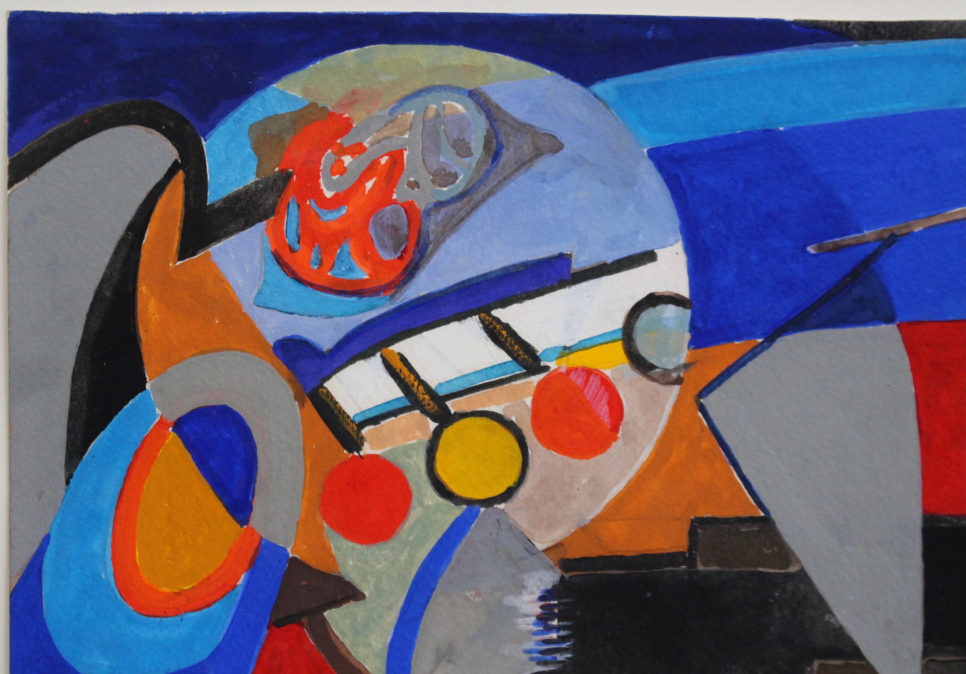 Zusammensetzung mit Kreisen II (Violett), Abstract Drawing, von James Pichette