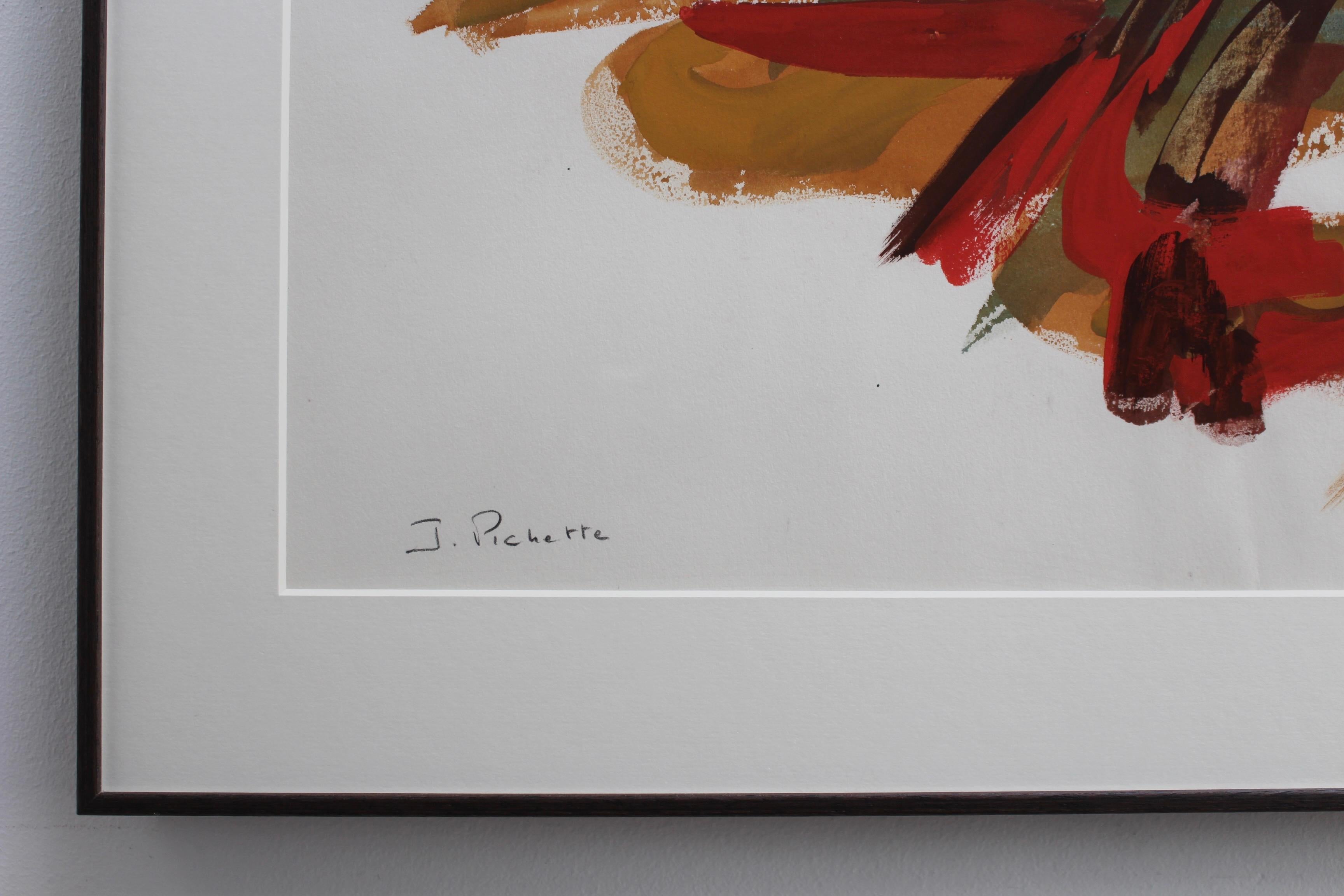 Composition in Orange and Red - Brown Abstract Drawing by James Pichette