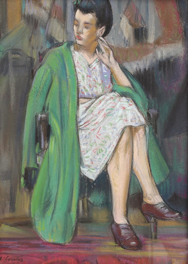 Unknown Portrait Painting - 'The Green Coat' by W. Worms