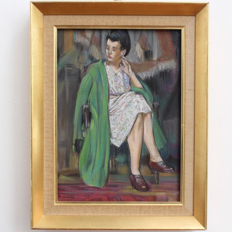 'The Green Coat' by W. Worms - Painting by Unknown