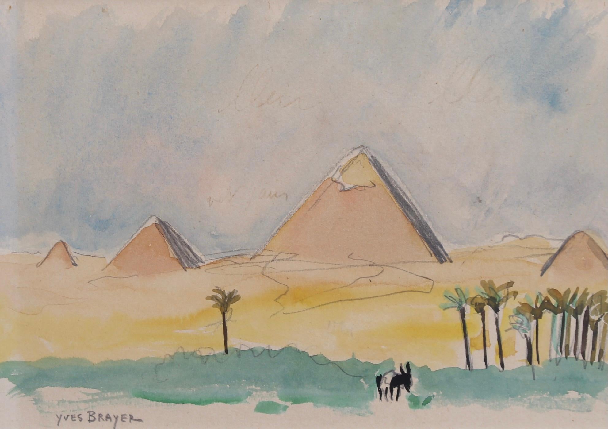 Yves Brayer Figurative Art - The Pyramids of Giza