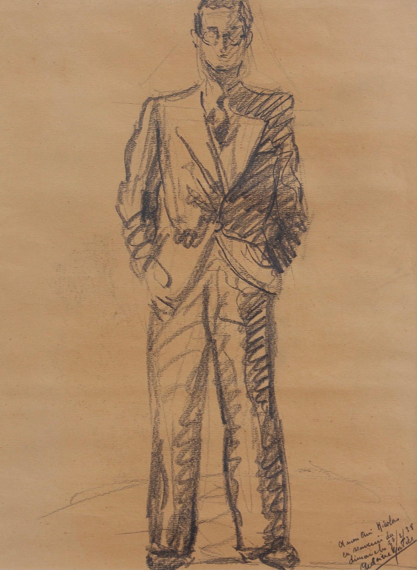 Antoine Mortier Figurative Art - Portrait of a Standing Man