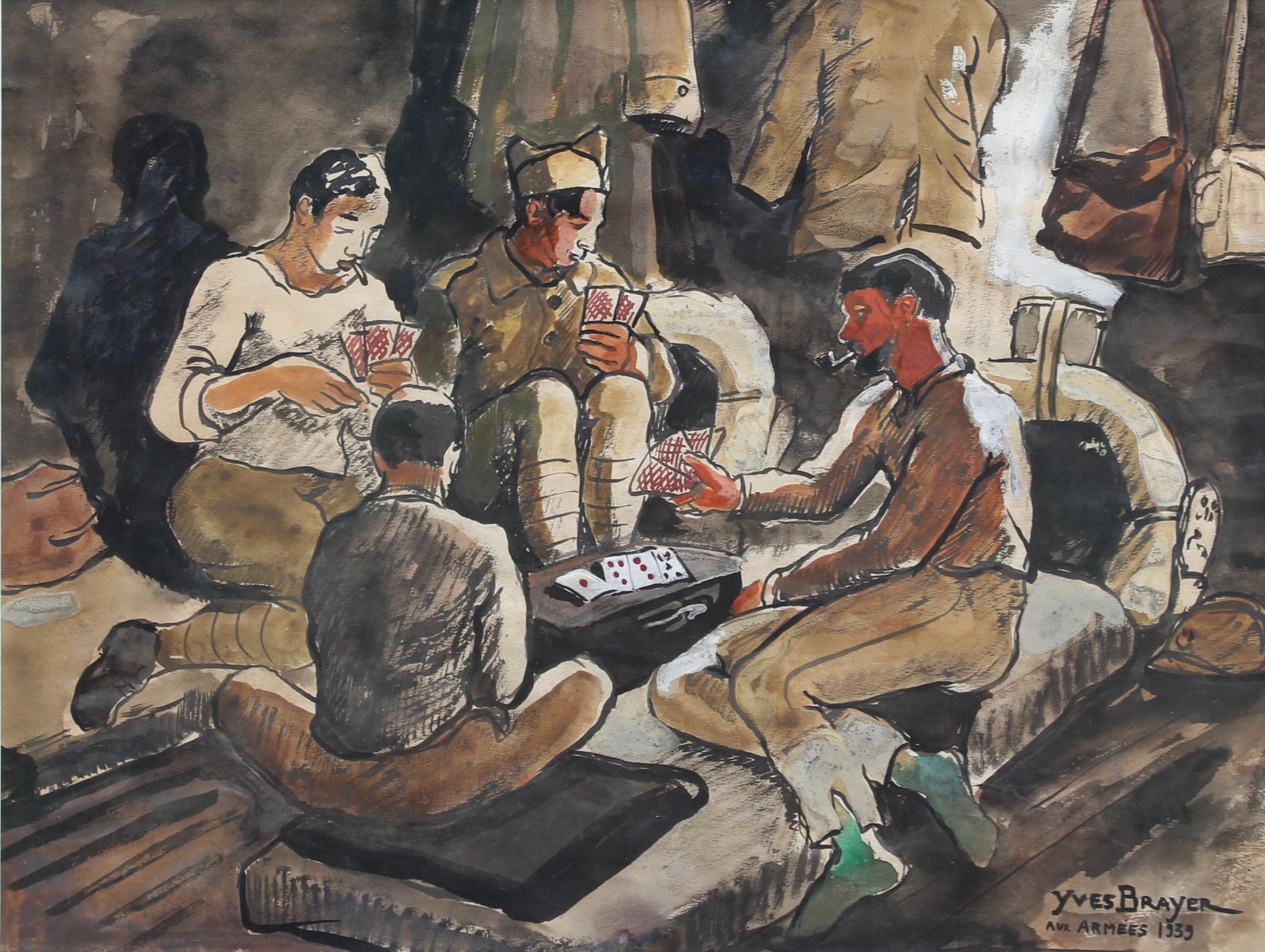 Yves Brayer Portrait - Soldiers Playing Cards