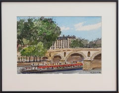 Vintage 'The Pont Marie and Bateau Mouche' in Paris