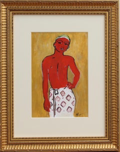 'Young Man in Sarong' by M. Prost French School 