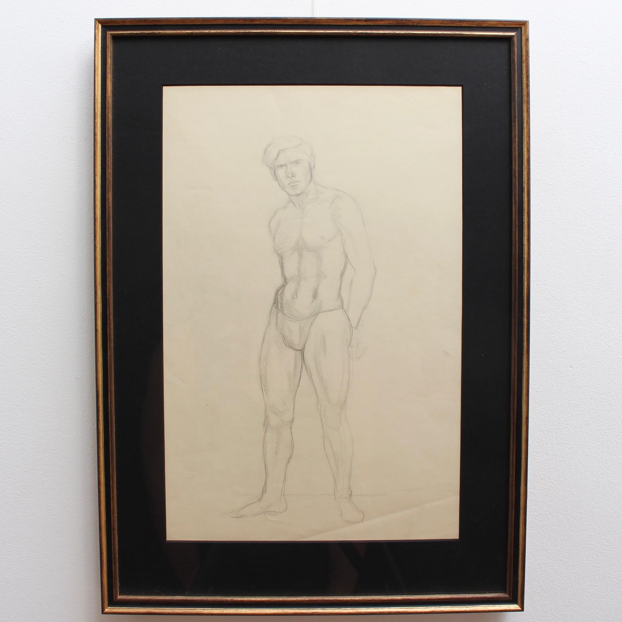 Bernard Sleigh, RBSA  Portrait – Männliches Motiv Bleistiftzeichnung von Bernard Sleigh RBSA (um 1900-1920)