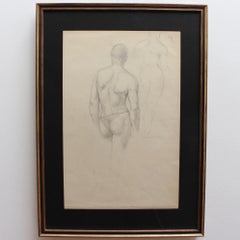 Antique Male Nude Pencil Drawing by Bernard Sleigh RBSA (circa 1900-1920)