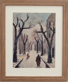 Proveniale Pflanzgefäße und Bäume im Winter