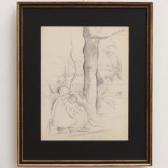 Madre con bambino sotto un albero