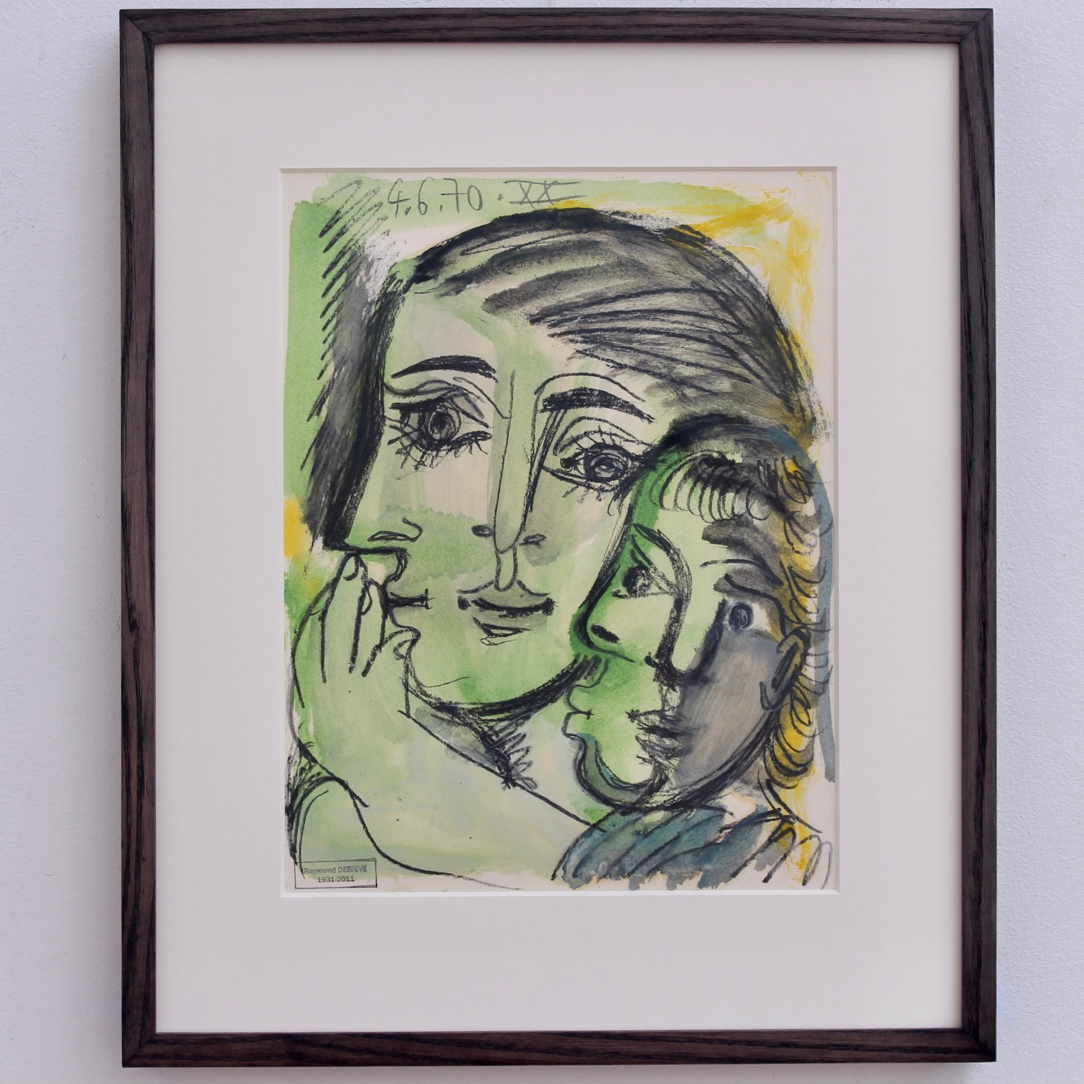 Mother and Child II - Painting by Raymond Debieve