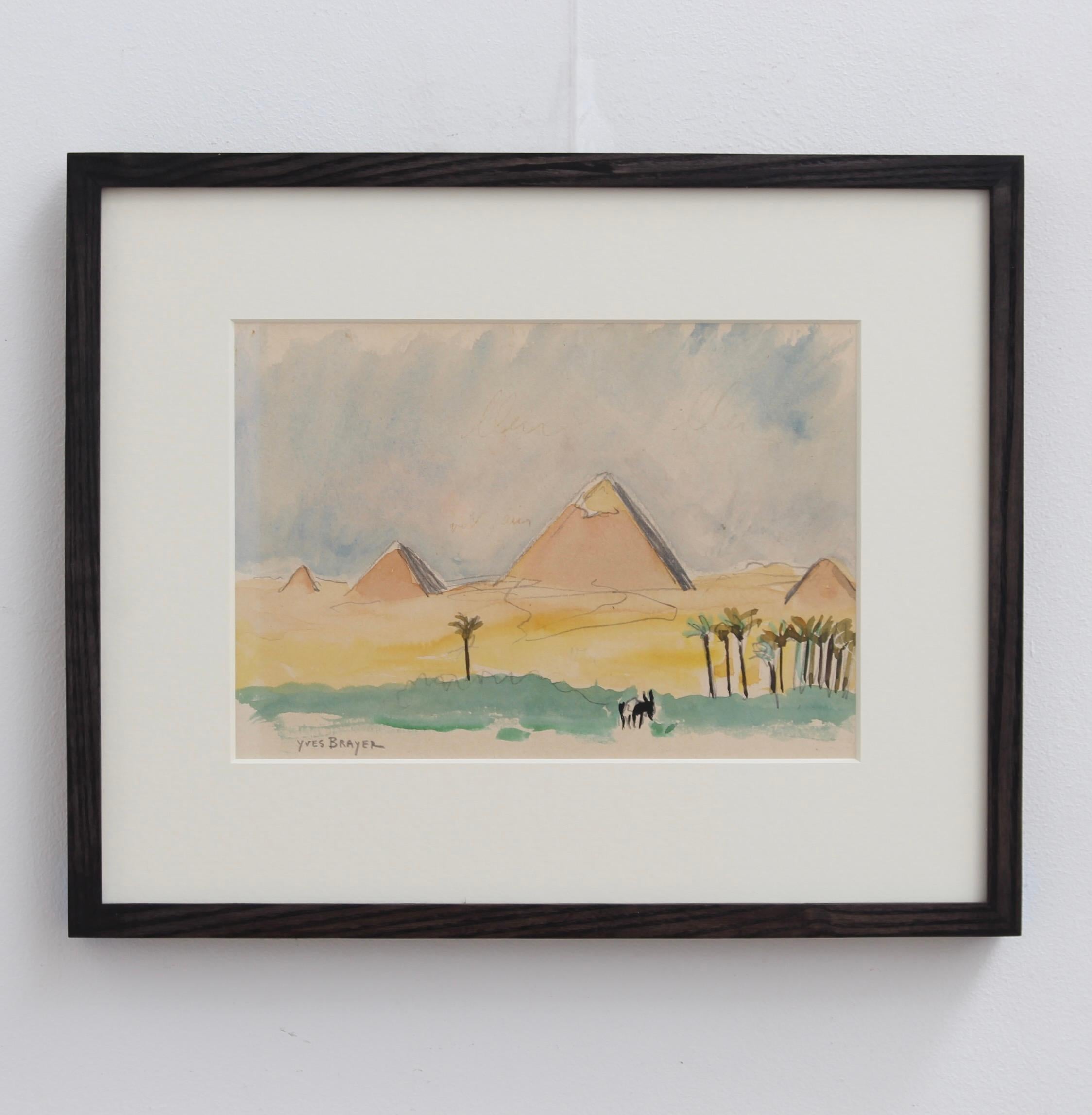 The Pyramids of Giza - Art by Yves Brayer