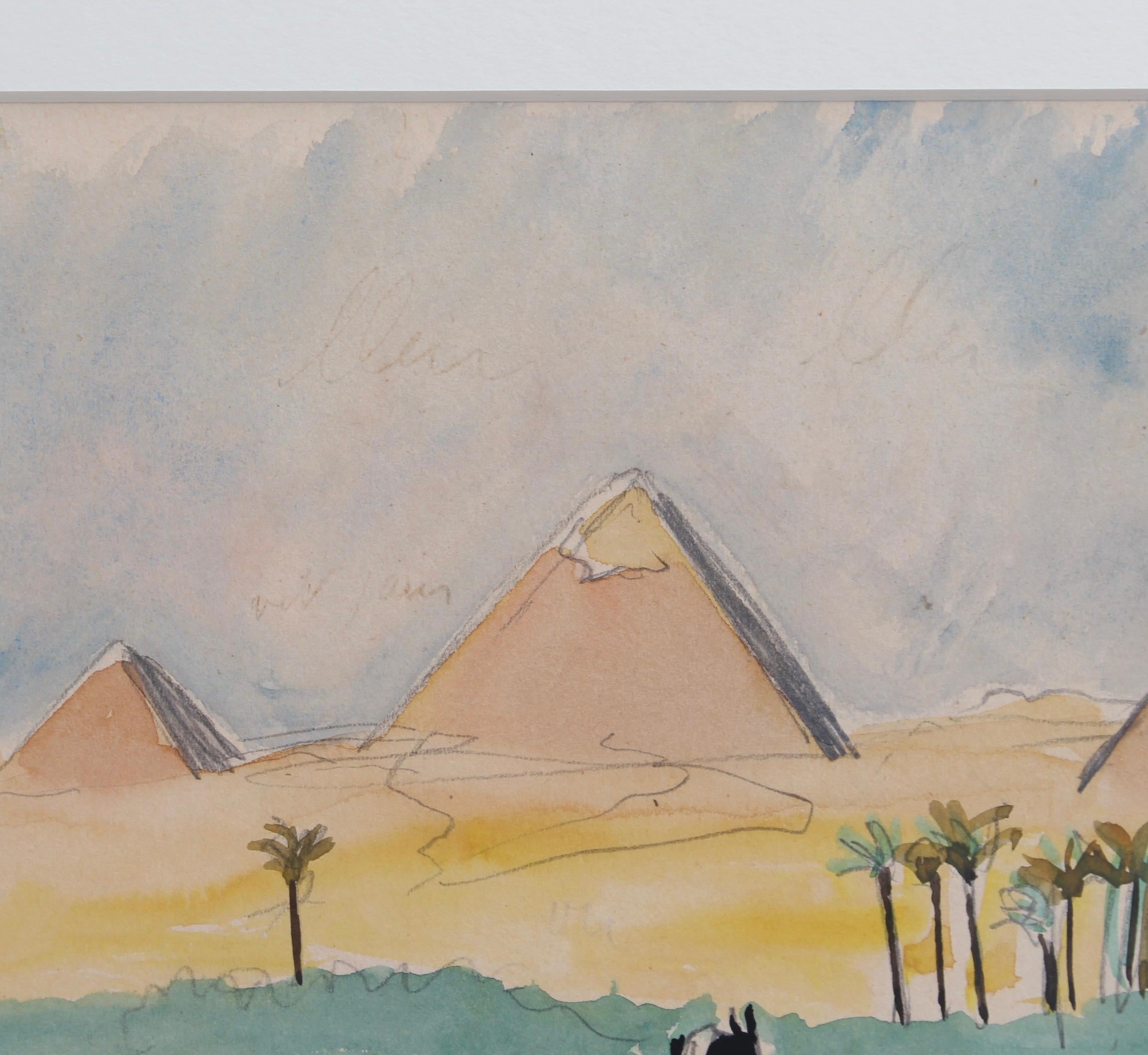 The Pyramids of Giza - Brown Figurative Art by Yves Brayer