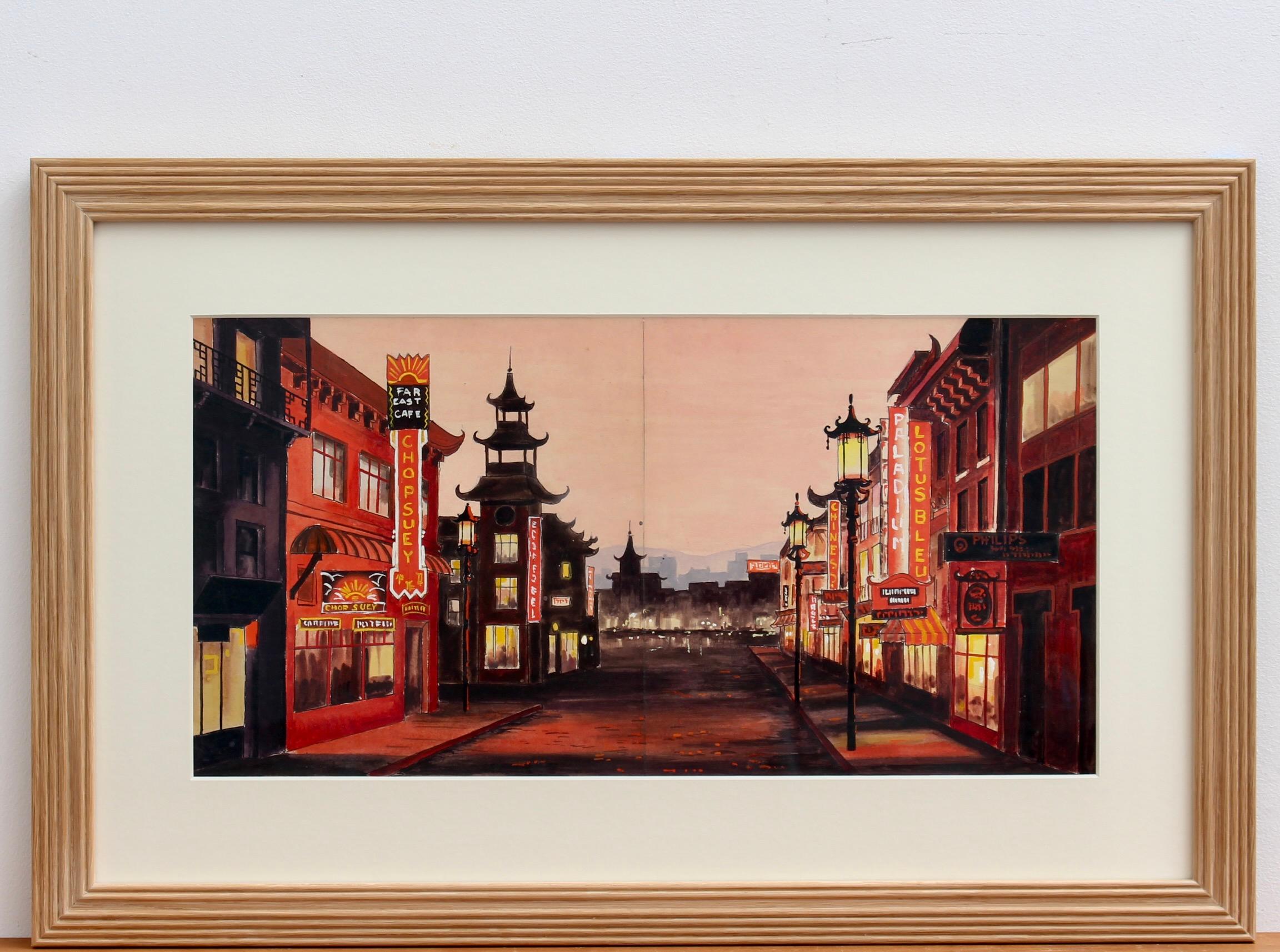 'Chinatown San Francisco at Twilight', French School (circa 1950s) - Art by Unknown