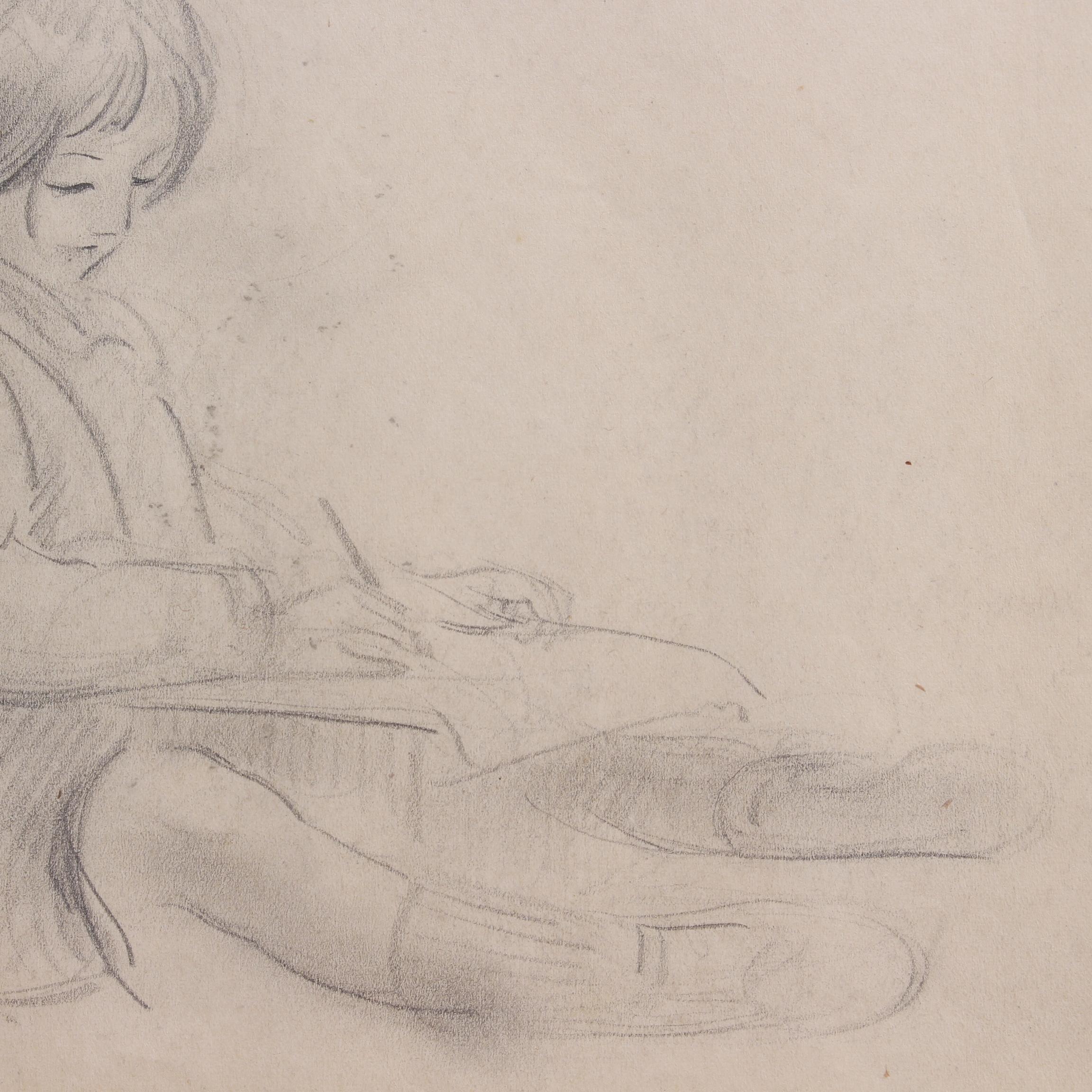Portrait of a Young Girl Writing For Sale 1