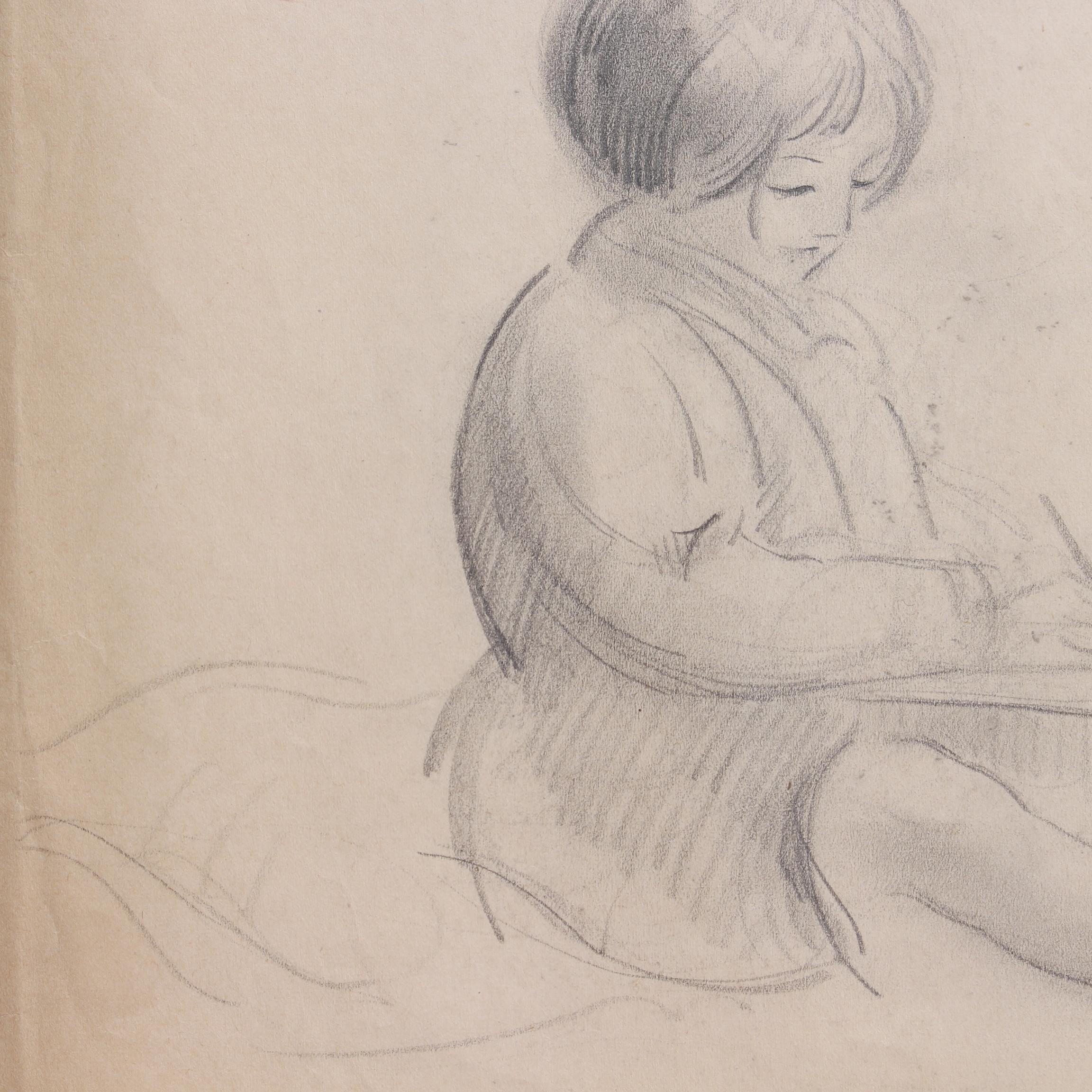 Portrait of a Young Girl Writing For Sale 3