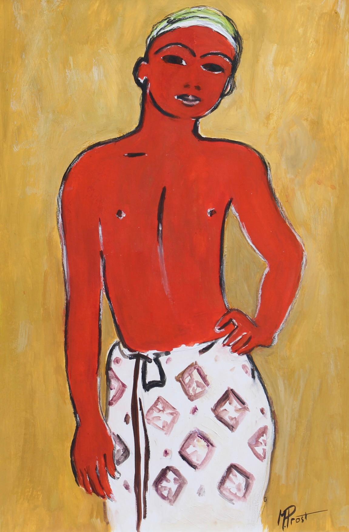 'Young Man in Sarong' by M. Prost French School  - Art by Unknown