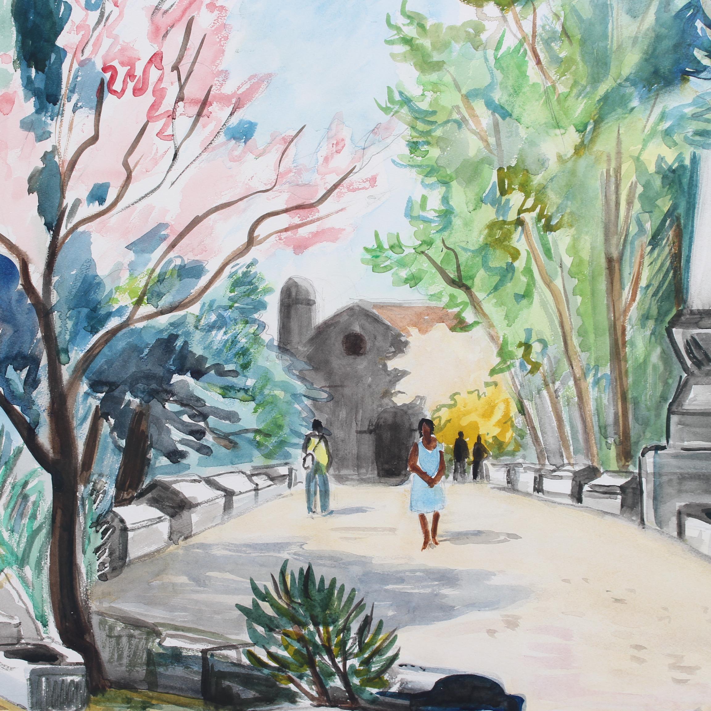 'Les Alyscamps Arles' by Yves Brayer, Large Watercolour Painting For Sale 8