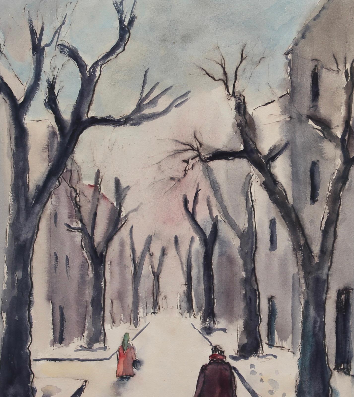 Plátanos provenzales en invierno - Landscape Art Marrón de Max Escalon de Fonton