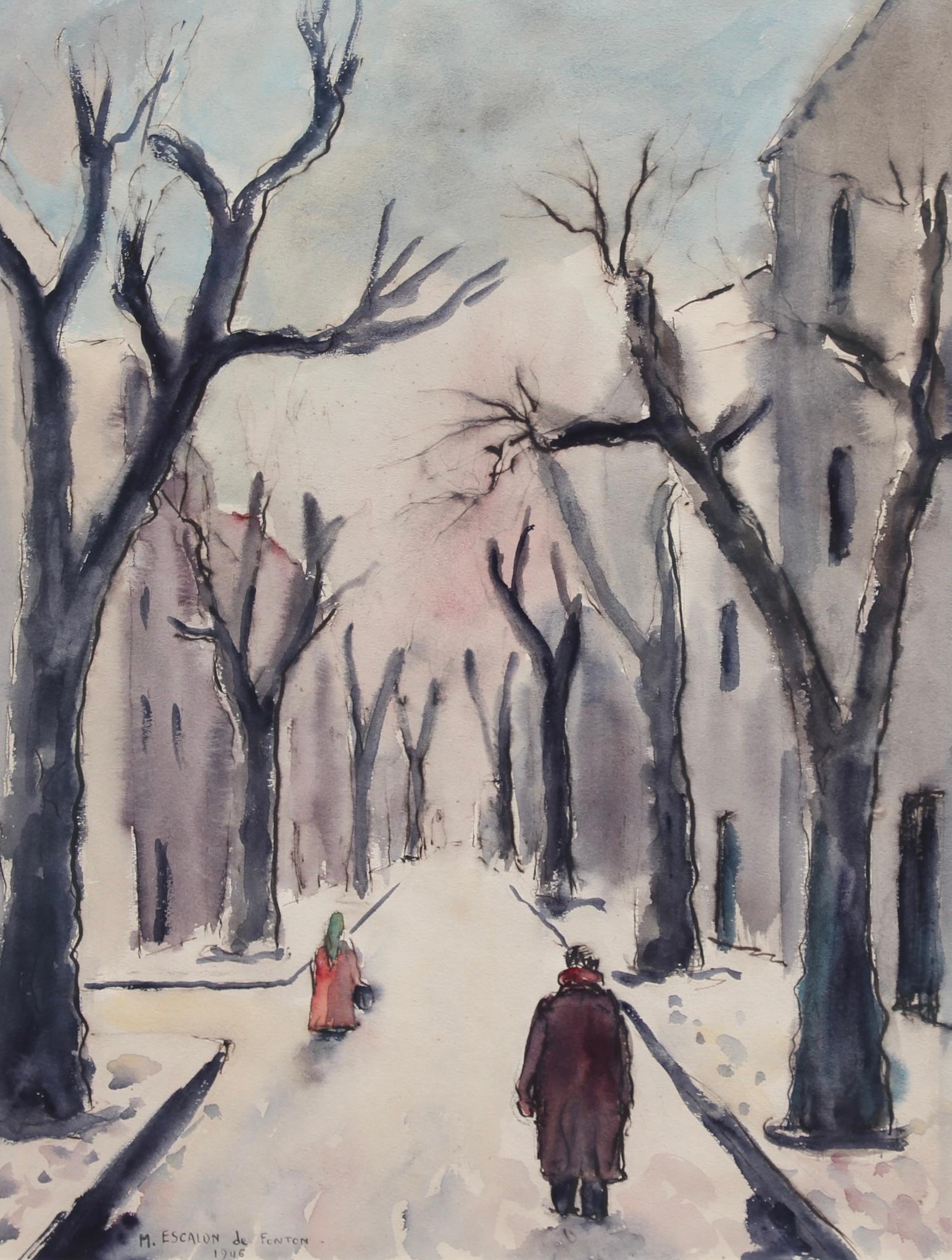 Plátanos provenzales en invierno - Art de Max Escalon de Fonton