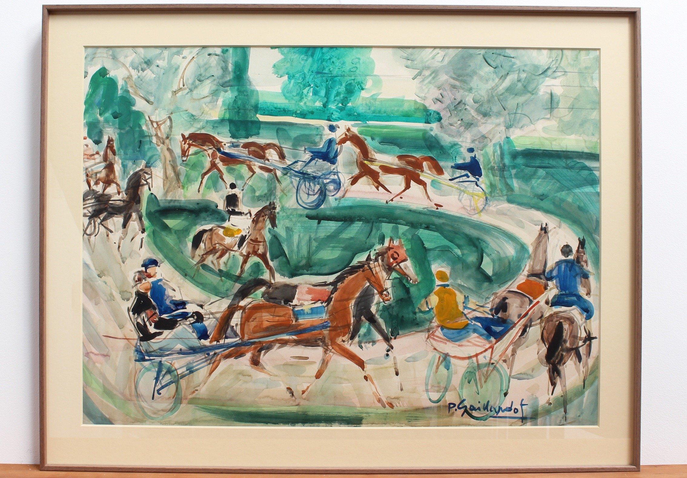 A Day at the Deauville Racetrack - Art by Pierre Gaillardot 