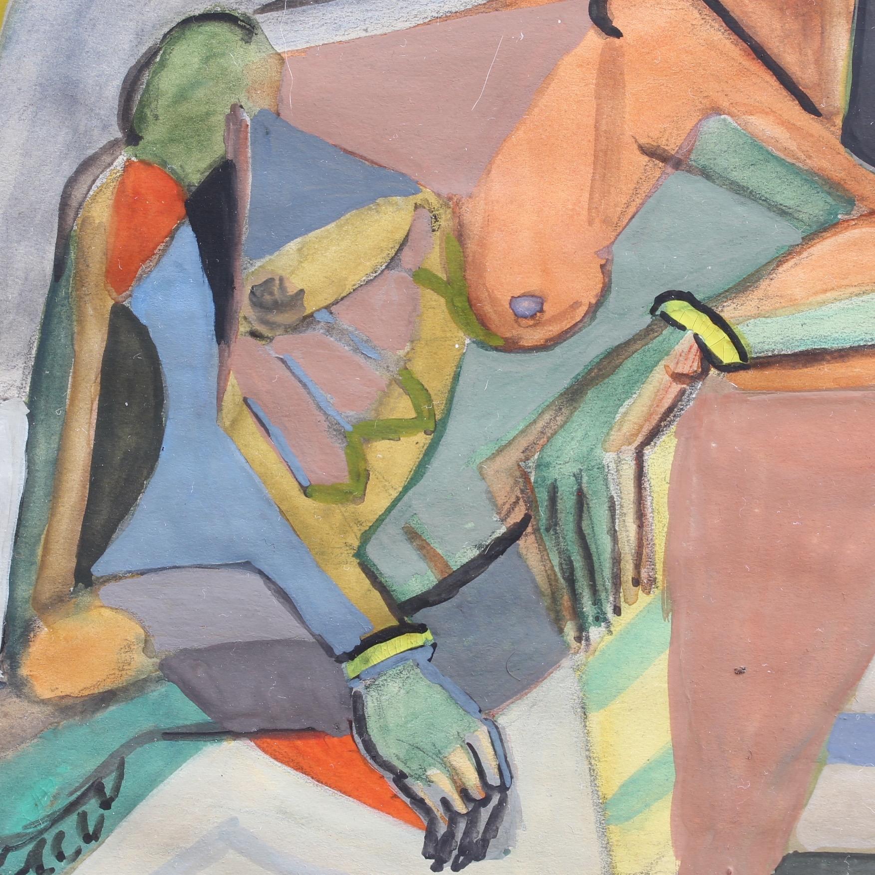 Cubist Nude Portrait of Seated Woman II  5