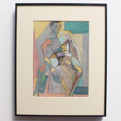 Kosta Stojanovitch, "Portrait cubiste d'un jeune homme assis", vers 1950