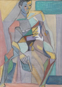 Kosta Stojanovitch, 'Cubist Nude Portrait of Seated Young Man', circa 1950s