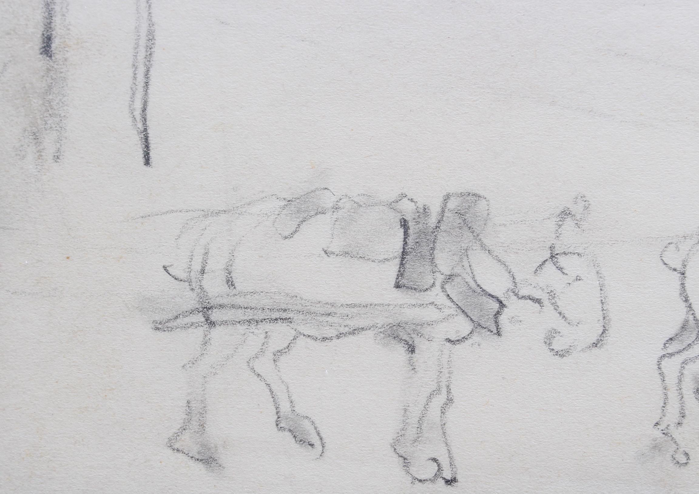 Set of Two Historical Pencil Drawings of Early 20th Century Paris 9
