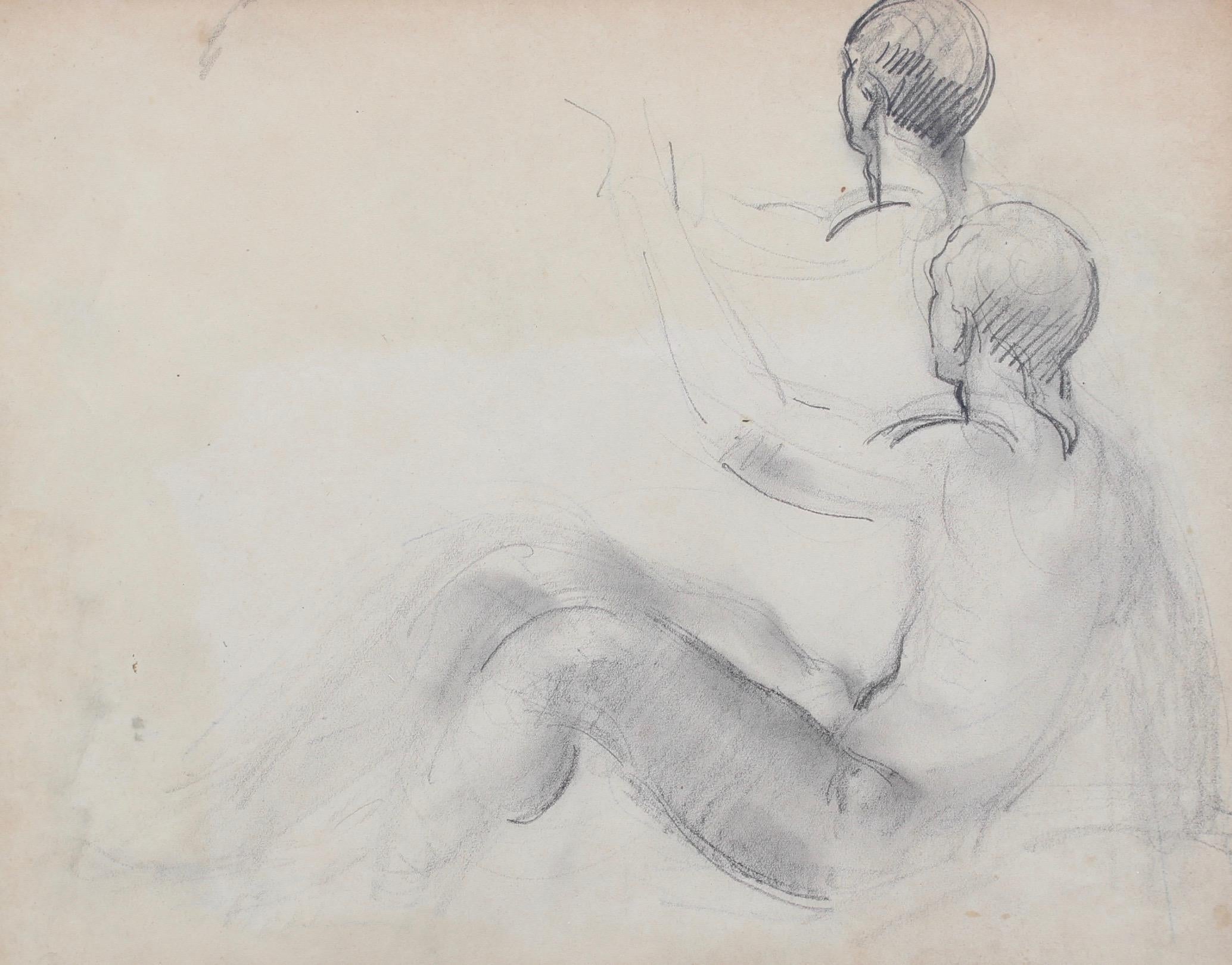 Set of six drawings, pencil on paper (circa 1920s), by French artist, Guillaume Dulac (1883 - 1929). This is an historical collection from an artist born in the 19th century but who died while a relatively young person and about whom very little is