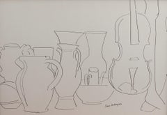 Vintage Still Life with Vessels and Violin