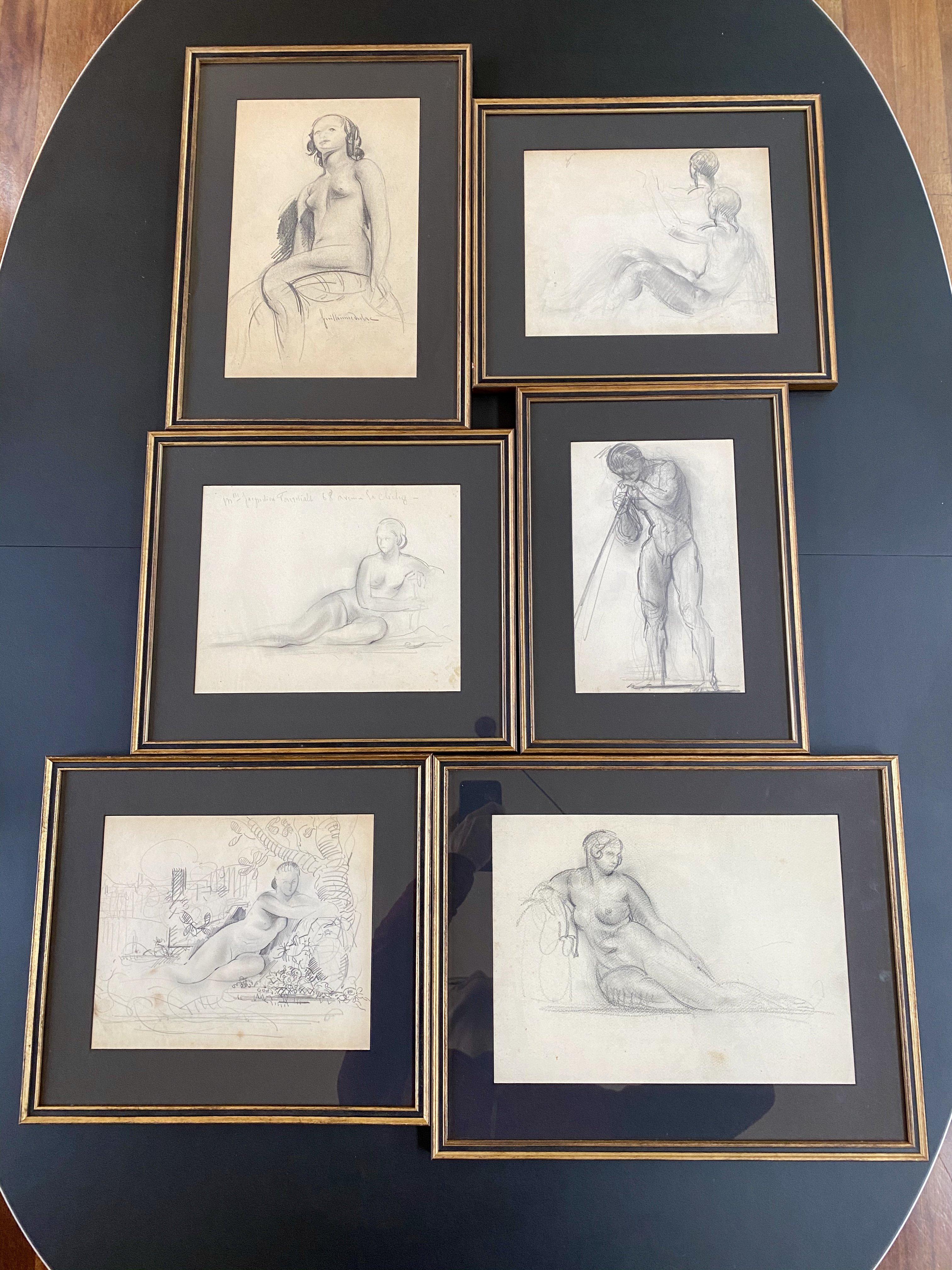 'The Seated Nude', pencil on fine art paper, by French artist, Guillaume Dulac (circa 1920s). An artist known for his exquisite drawings - many are sketches for his larger oil paintings or other works - this piece is compelling because its image