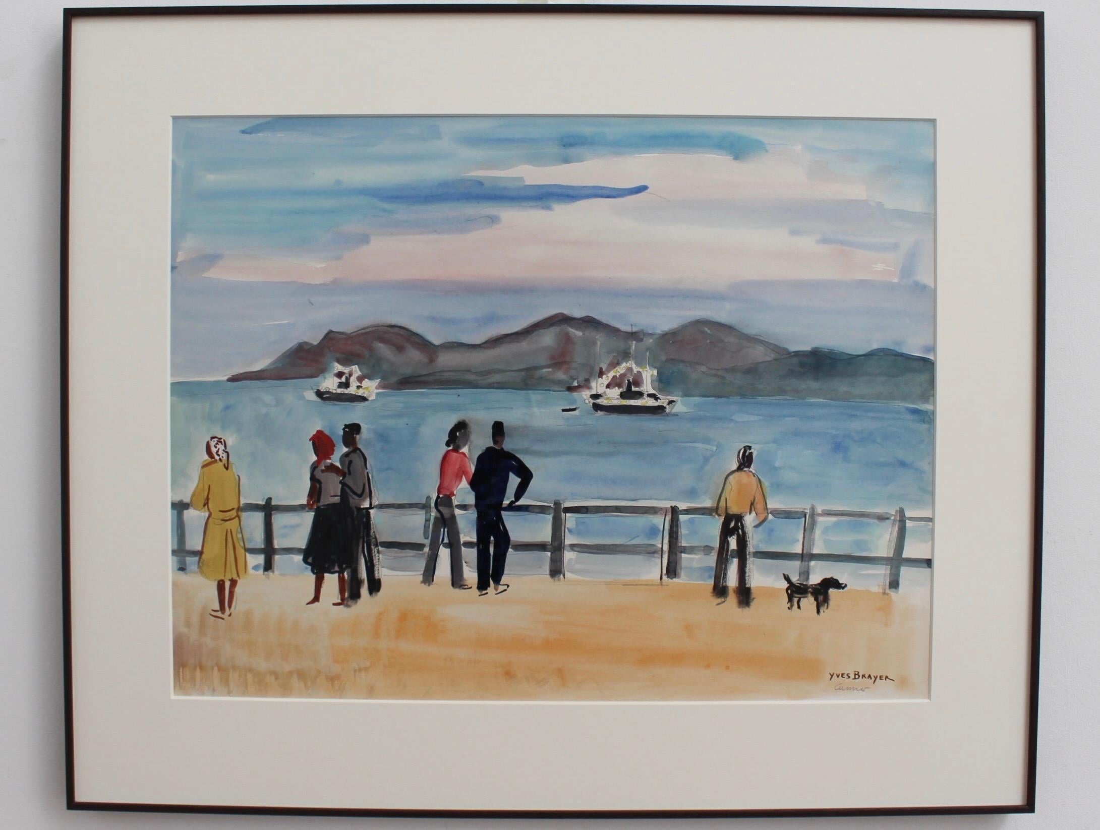 Seaside Strollers in Cannes - Art by Yves Brayer