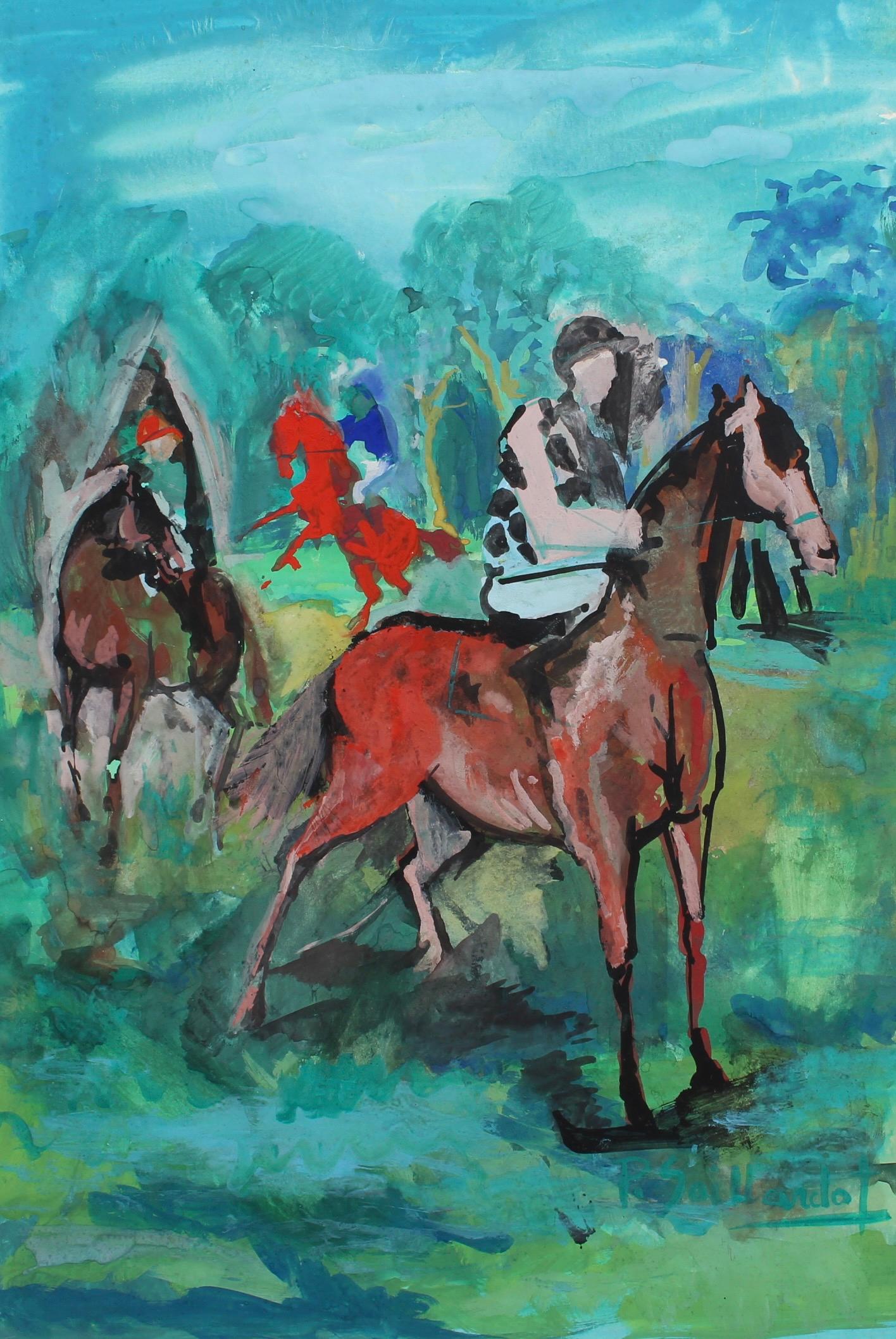 Les chevaux de course - Bleu Portrait par Pierre Gaillardot 