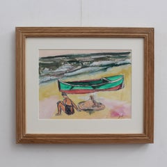 Piccola barca e bagnante a Dinard