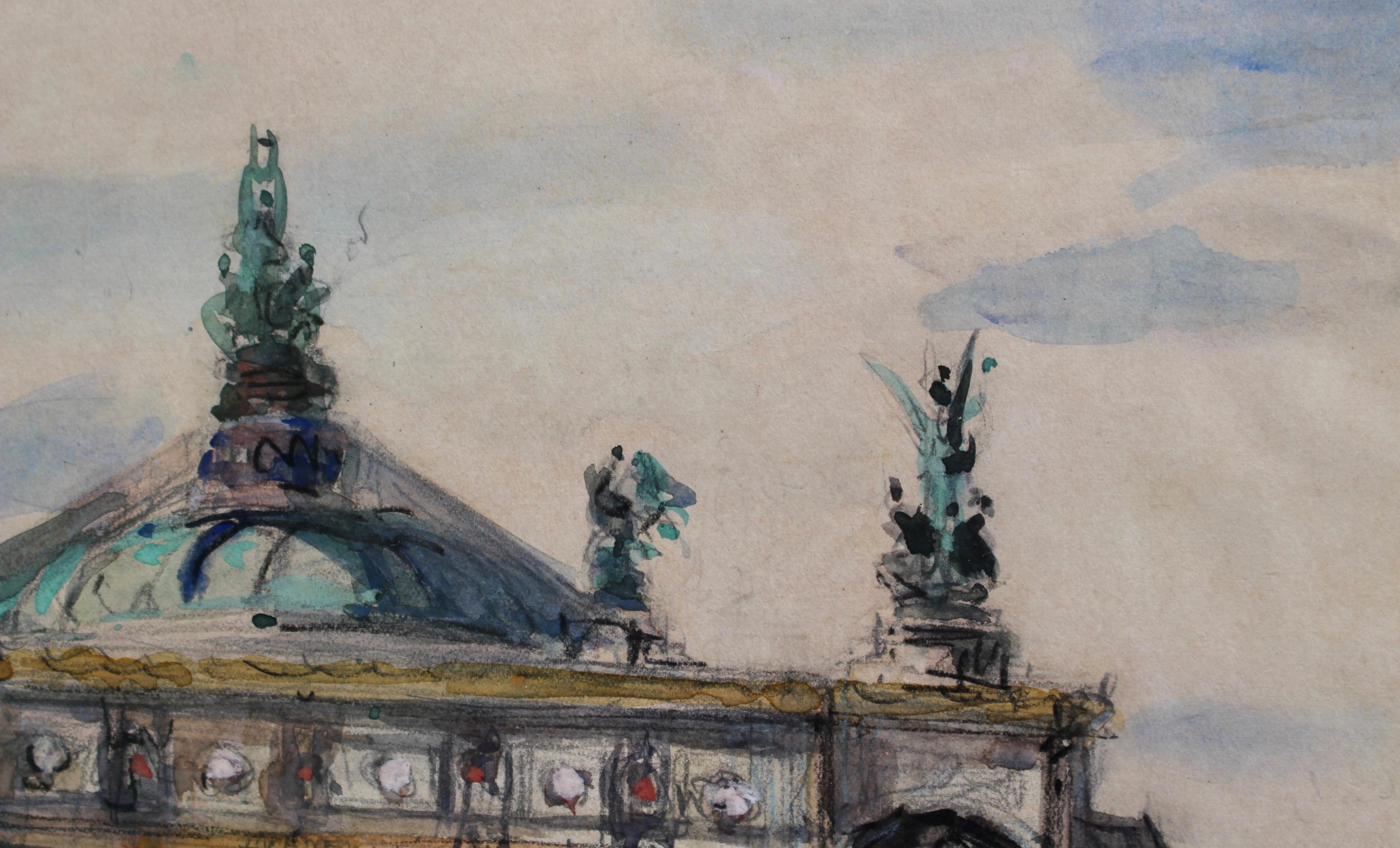 'Paris Opera House' French School - Gray Landscape Art by Unknown