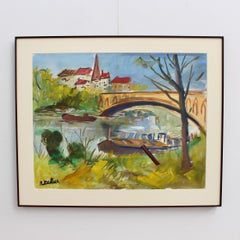 Barge on the Seine River