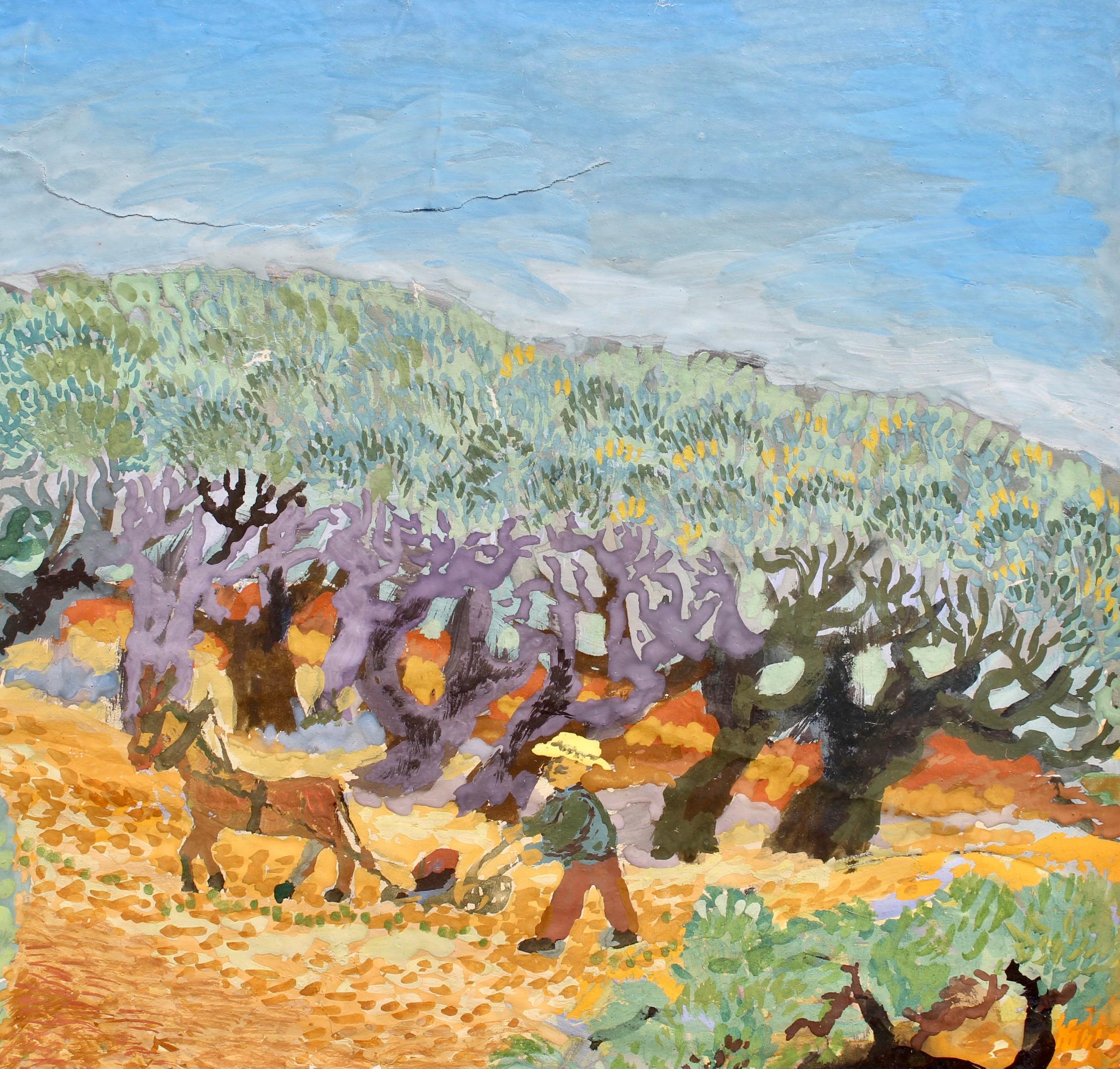 Family Farm in France - Modern Painting by Michel Debiève