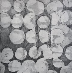 "Mute Three", abstract soft ground etching monoprint, black, pale gray .