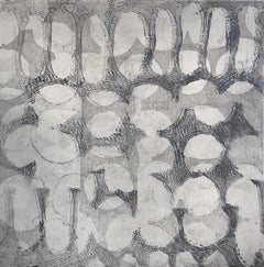 "Mute Five", abstract soft ground etching monoprint, black, pale gray .