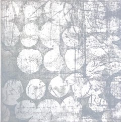 "Mute 10", abstract soft ground etching monoprint, white, cool gray, silver .
