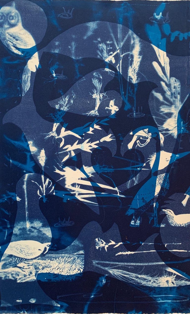 Heirs To The Sea 21 Cyan Blues Abstract Aquatic Seascape Monoprint