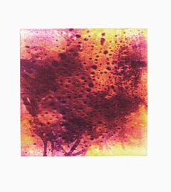"Nib 1513", abstract monoprint, layered yellow, magenta, violet.