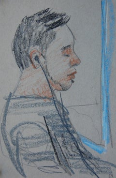 Profile of Young Man with Ear Buds and Eyes Closed