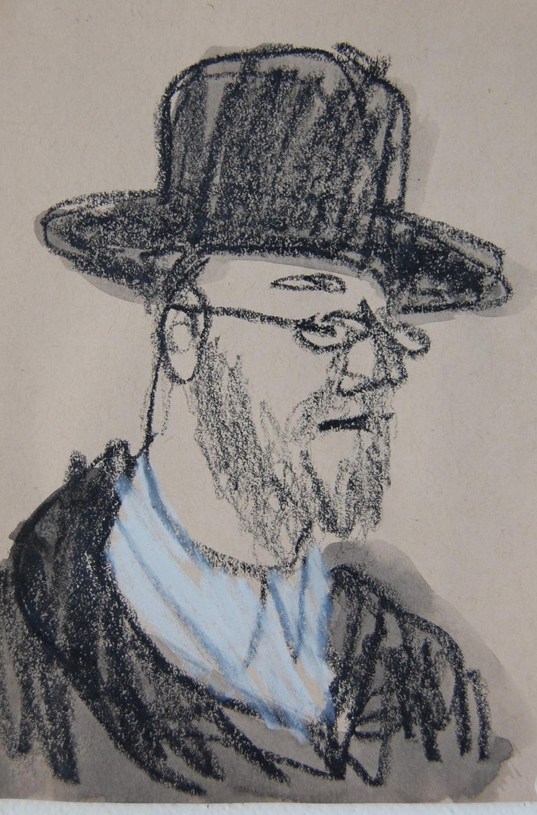 Patrick Jewell Figurative Art - Man with Brimmed Hat and Beard