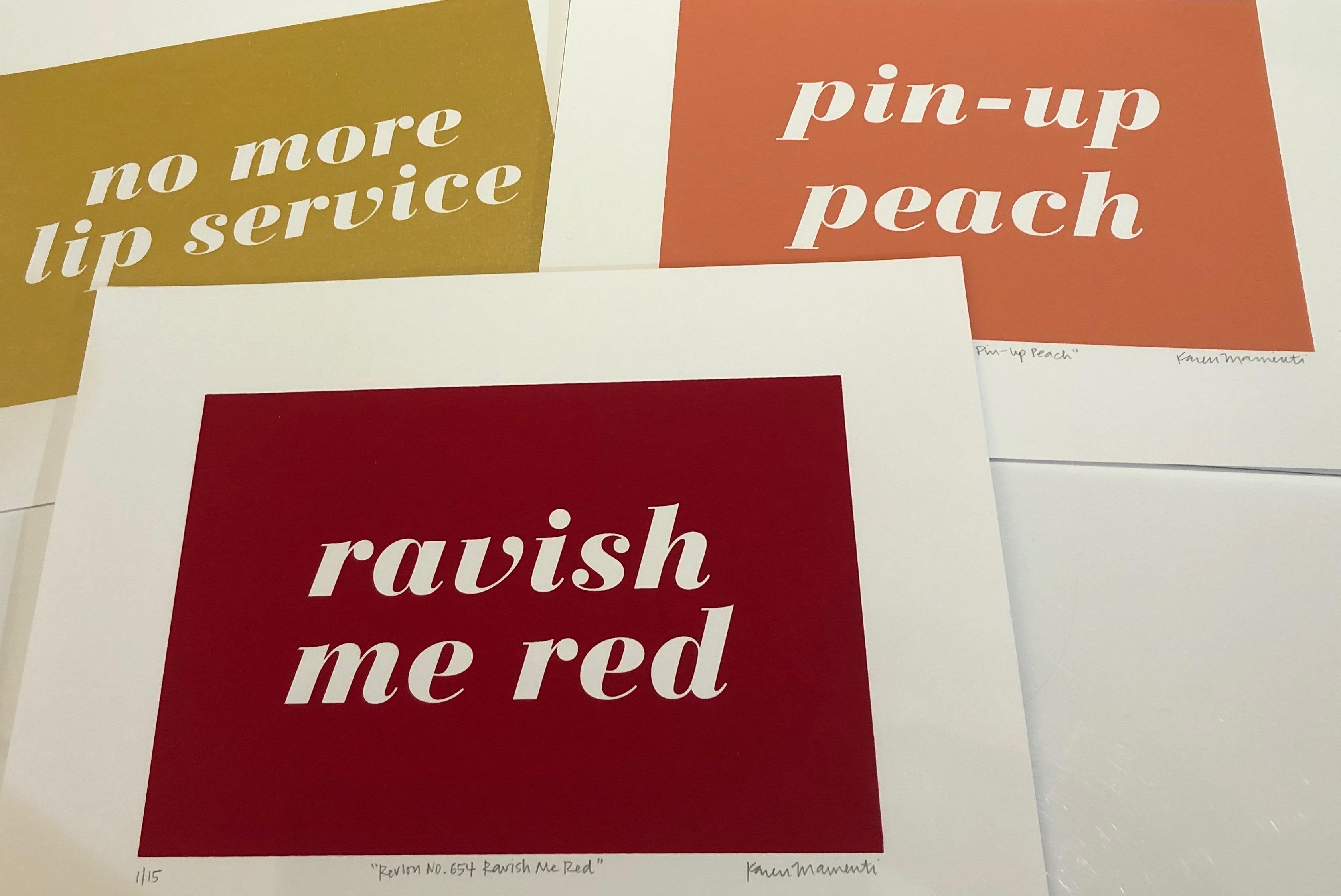 Revlon n° 654 : Ravish Me Red Sérigraphie Édition 1 - Art déco Print par Karen Mainenti